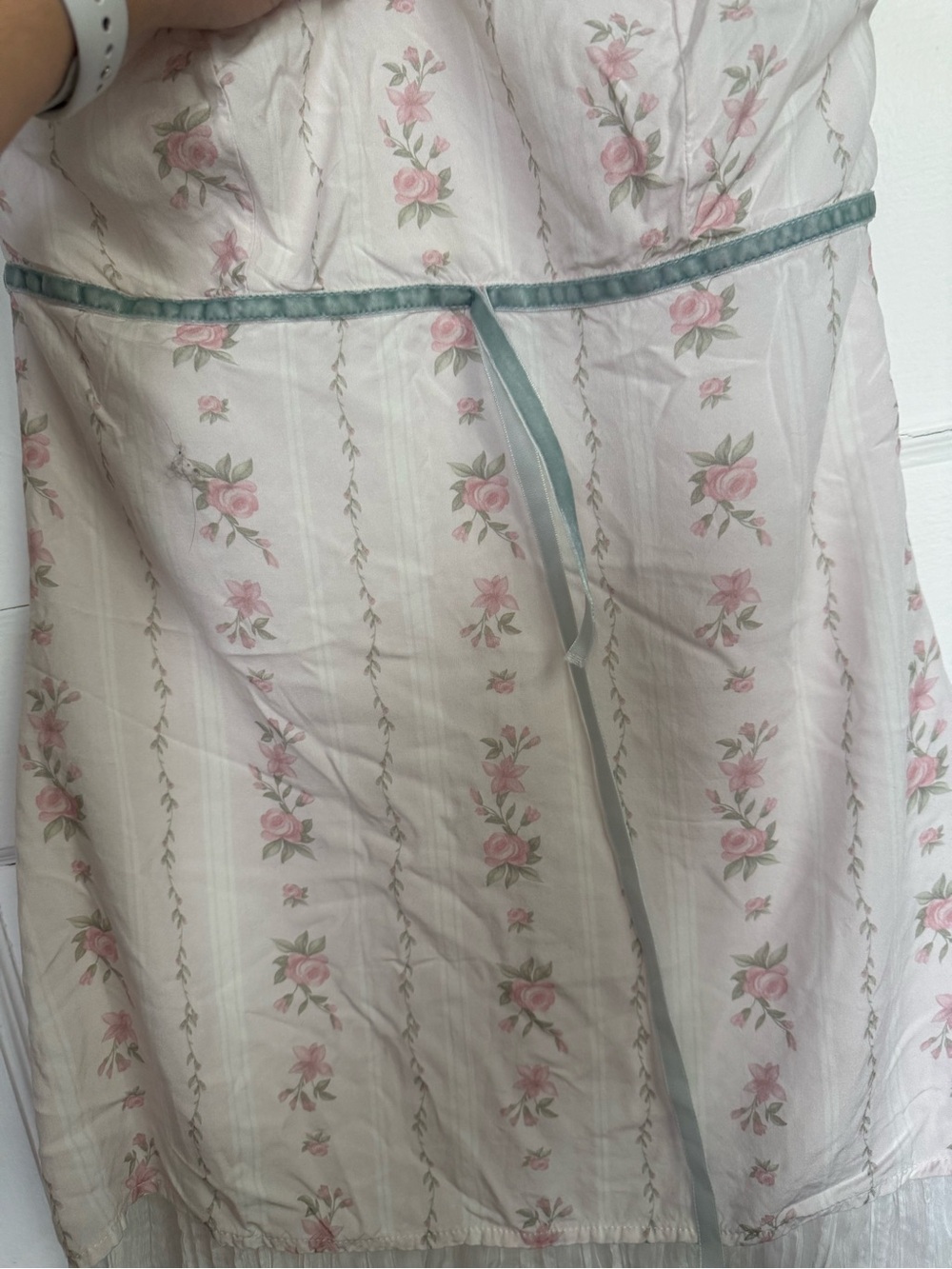 Princess Polly Romantic Boho Coquette Floral Strapless Dress with Blue Trim Sz 4 - Picture 7 of 13